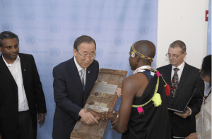 Julius Arile presents Small Arms petition to UN Gen-Sec Ban-Ki Moon