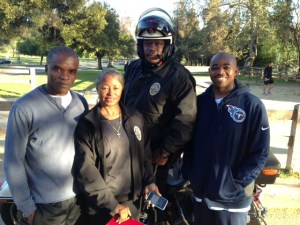 LAPD Team members (l-r) Craig Henry, Alma Mark, Joe Pollard (on moto), and Clifton Frazier