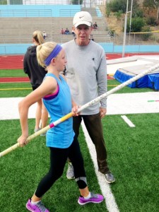 McKenna Brown taking instruction from Dad, Chris