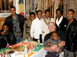 Mike at Red Sea Restaurant with Ethiopian runners