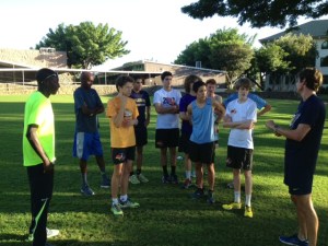 Coach Todd with Punahou team, Mbarek & Abdi