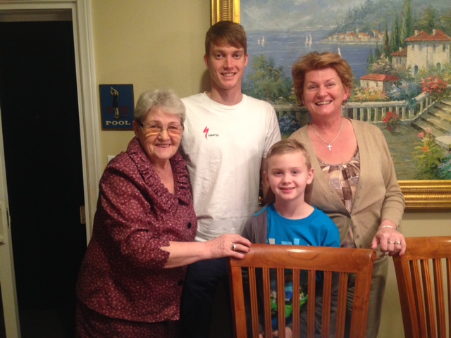 Grandma, Lukas, brother Noah, Mom Raza on recent visit