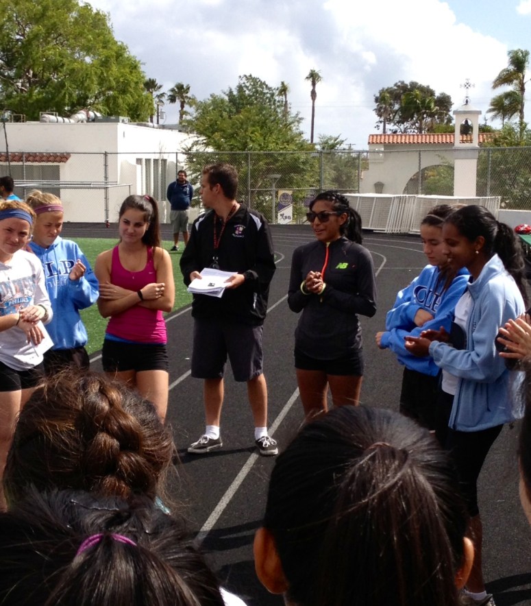 Brenda Martinez speaking to St. Augustine Prep girls team in San Diego