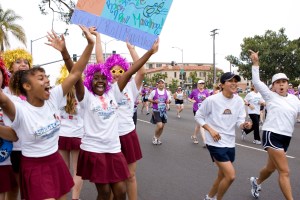 Spirit along the course from local high school cheer squads