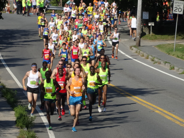 Eventual 4th placer and top American, Ben Bruce of Flagstaff, Az. leads the way out of Woods Hole