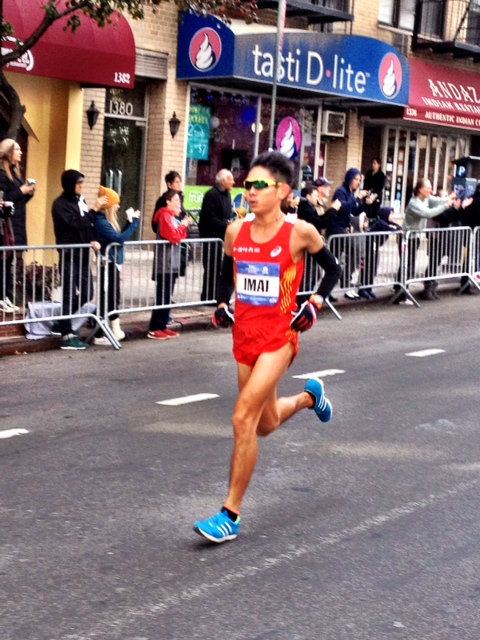 Masato Imai of Japan up First Avenue's Thunder Alley in Manhattan