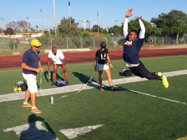 Oronde has a career best long jump of 24' 5 1/2