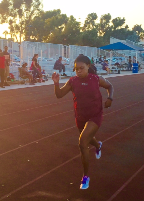 Charlene in the 220 (the track was in yards, not meters)