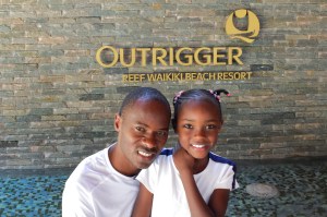 Patrick Makau and daughter Christine enjoying the breezes at the Outrigger