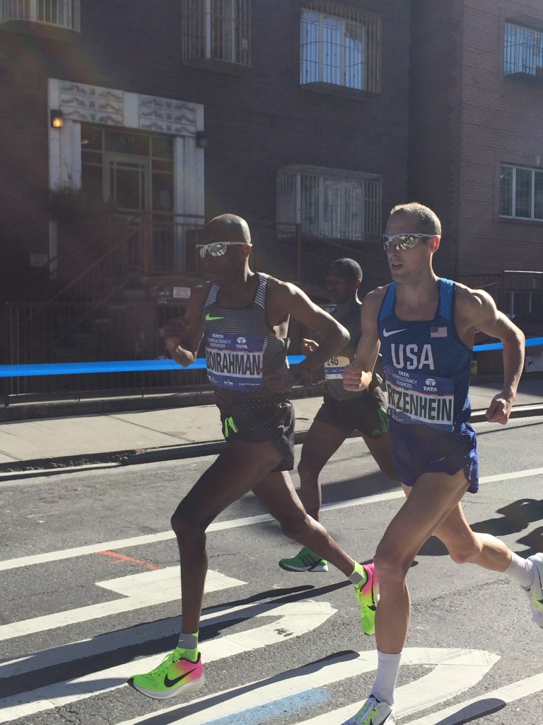 Abdi Abdirahman at age 39 ( with the same proviso that Ghebrslassie is 20) joins Ritz for the romp toward halfway. 