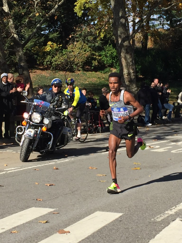 All alone and cruisin' with New York's finest in close order formation.